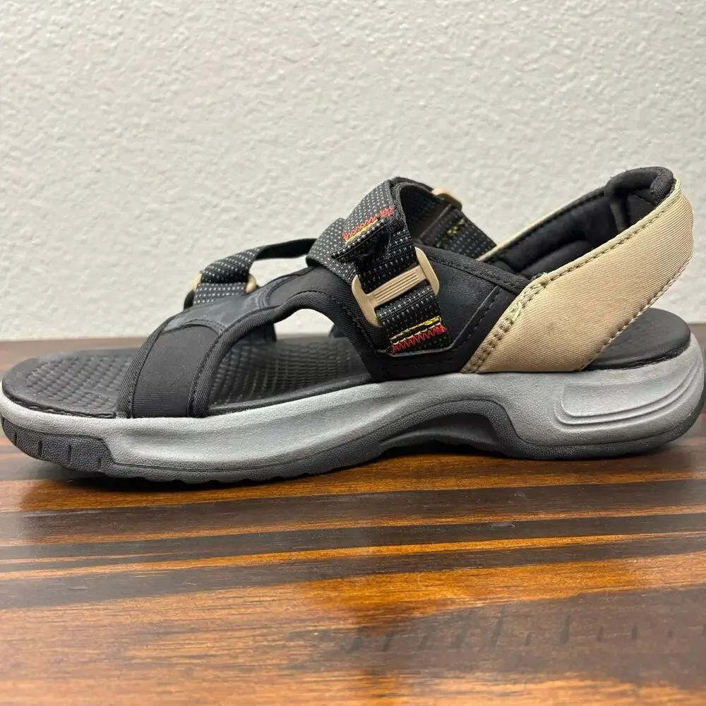 Ozark Trail Men’s Size 10 Brown Black Gray Velcro Cross Strap Mountain Sandals